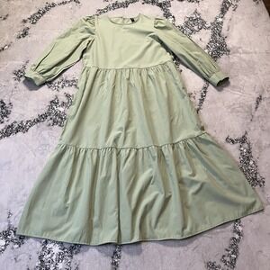 Defacto Dress Womens Size 12/ 44 Light‎ Green Modern Bohemian Tiered Maxi